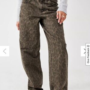 BDG Leopard Print Barrel Leg Jeans